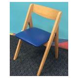 DANISH STYLE CHILDRENS FOLDING CHAIR W/ BLUE SEAT