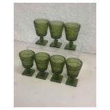 GREEN INDIAN GLASS "PARK LANE" WATER GOBLETS GREEN INDIAN GLASS "PARK LANE" WATER GOBLETS
