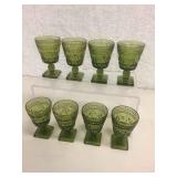 GREEN INDIANA GLASS " PARK LANE" CORDIAL GOBLETS GREEN INDIANA GLASS " PARK LANE" CORDIAL GOBLETS