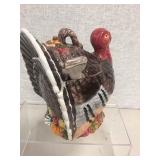 CERAMIC TURKEY TUREEN W/ LADEL, BREAD BASKET