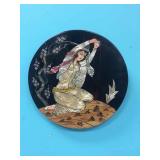 GEISHA GIRL MOTHER OF PEARL LACQUER PLAQUE