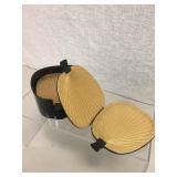 MID CENTURY GOLD JAPANESE FAN COASTERS BY HORCHOW