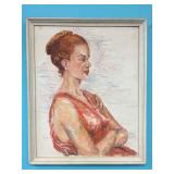 SIGNED OIL ON BOARD WOMAN PORTRAIT SIGNED HANNA