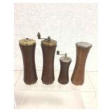 MID CENTURY WOODEN SALT SHAKERS & PEPPER GRINDERS MID CENTURY WOODEN SALT SHAKERS & PEPPER GRINDERS