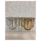 MERCURY GLASS CANDLE HOLDERS W/ L.E.D. CANDLES