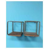 PAIR OF METAL & WOOD FLOATING SHELVES - CUBES PAIR OF METAL & WOOD FLOATING SHELVES - CUBES