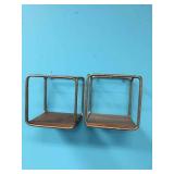 PAIR OF METAL & WOOD FLOATING SHELVES - CUBES