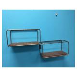 PAIR OF METAL & WOOD FLOATING SHELVES - HORIZONTAL