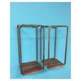 PAIR OF METAL & WOOD FLOATING SHELVES - VERTICAL