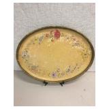 OVAL VINTAGE HAND PAINTED WOODEN SERVING TRAY