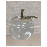 ART GLASS APPLE WITH BRASS LEAF AND STEM ART GLASS APPLE WITH BRASS LEAF AND STEM