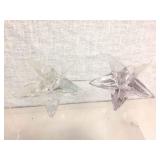 PAIR OF VINTAGE GLASS STAR CANDLE HOLDERS