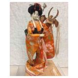 VINTAGE GEISHA GIRL FIGURE WITH WARRIOR HELMET VINTAGE GEISHA GIRL FIGURE WITH WARRIOR HELMET