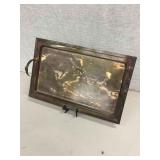 LARGE SILVERPLATE SERVING TRAY W/ BELT BUCKLE LARGE SILVERPLATE SERVING TRAY W/ BELT BUCKLE
