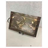 LARGE SILVERPLATE SERVING TRAY W/ BELT BUCKLE