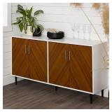 Walker Edison 58" Modern Bookmatch Buffet White/Te