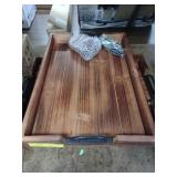 WOOD SERVING TRAY WITH COASTERS