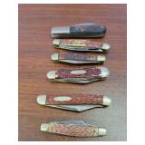 lot of 6 pocket knives includes Van Camp