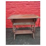 antique oak occasional table with shelves