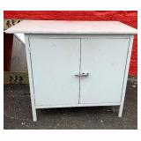 painted grey industrial cabinet