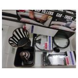 2 TOTES OF BATHROOM HARDWARE, LIGHTBULBS & MORE