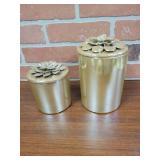 2 DECORATIVE LIDDED CANISTERS
