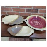 3 SIGNED PAT VELLA 10" HANDLED DISH