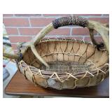 WOVEN BASKET WITH ANTLER HANDLE