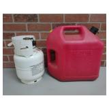 GAS CAN & SMALL 2GAL. PROPANE TANK