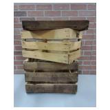 3 WOOD APPLE CRATES
