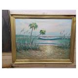 K. Cammings Signed O/C Beach Scene