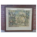 Signed Watercolor of Town Center