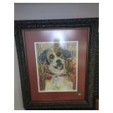 Signed Faye Ann Multi Media Painting of Dog