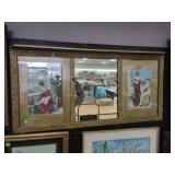 Gilded Mirror with 2 Prints