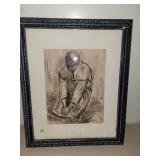 Charcoal Drawing of Monk