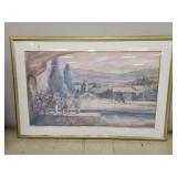 Signed Print of Landscape with Buildings