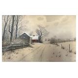 Watercolor by S.R. Chaffee, Winter Landscape with