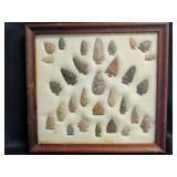 30 framed Native American arrowheads