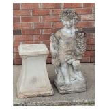 concrete classical statue with pedestal