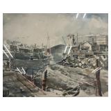Raymond Brady, Watercolor on Paper, Harbor Scene