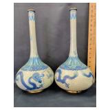 pair of 16' blue dragon Cloisine lamp bases