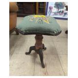 Upholstered Footstool with Floral Design