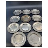 Eleven international Sterling Silver plates 25.8 T