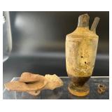 Ancient Terracotta Vessel and Figure Fragment, Cop