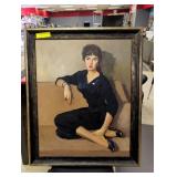 MCM Oil on Board 'Woman in Black' Illegibly Signed