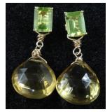 14K Peridot & Citrine Dangle Earrings