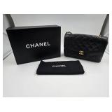 Chanel Black Quilted Leather Flap Front Purse