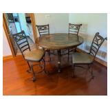Round Slate Top 52" Table w/ Wrought Iron Base, Th