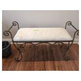 Italian Style Gilt Wrought Iron Scrollwork Bench w