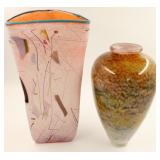 Pair of Contemporary Art Glass Vases, Signatures N